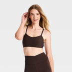 Women's Everyday Soft Light Support Strappy Sports Bra - Dark Brown