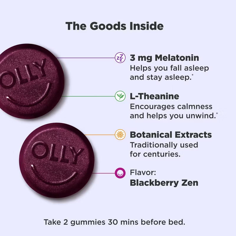 OLLY 3mg Melatonin Sleep Gummies - Blackberry Zen - 50ct