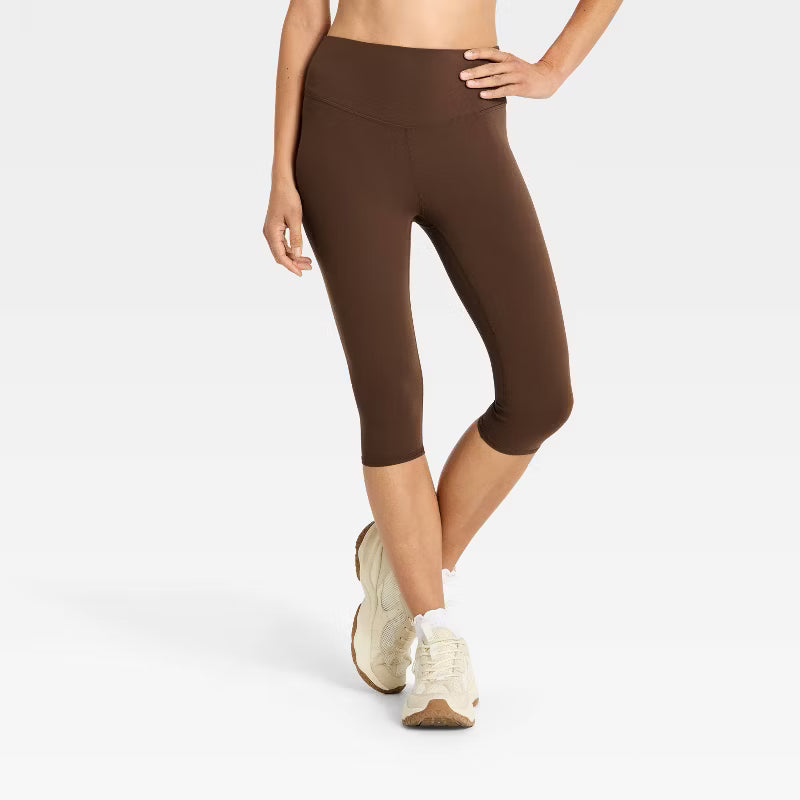 Women's Active Below Knee Capri Leggings - Brown
