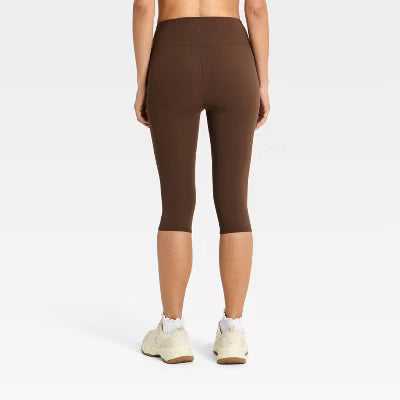 Women's Active Below Knee Capri Leggings - Brown