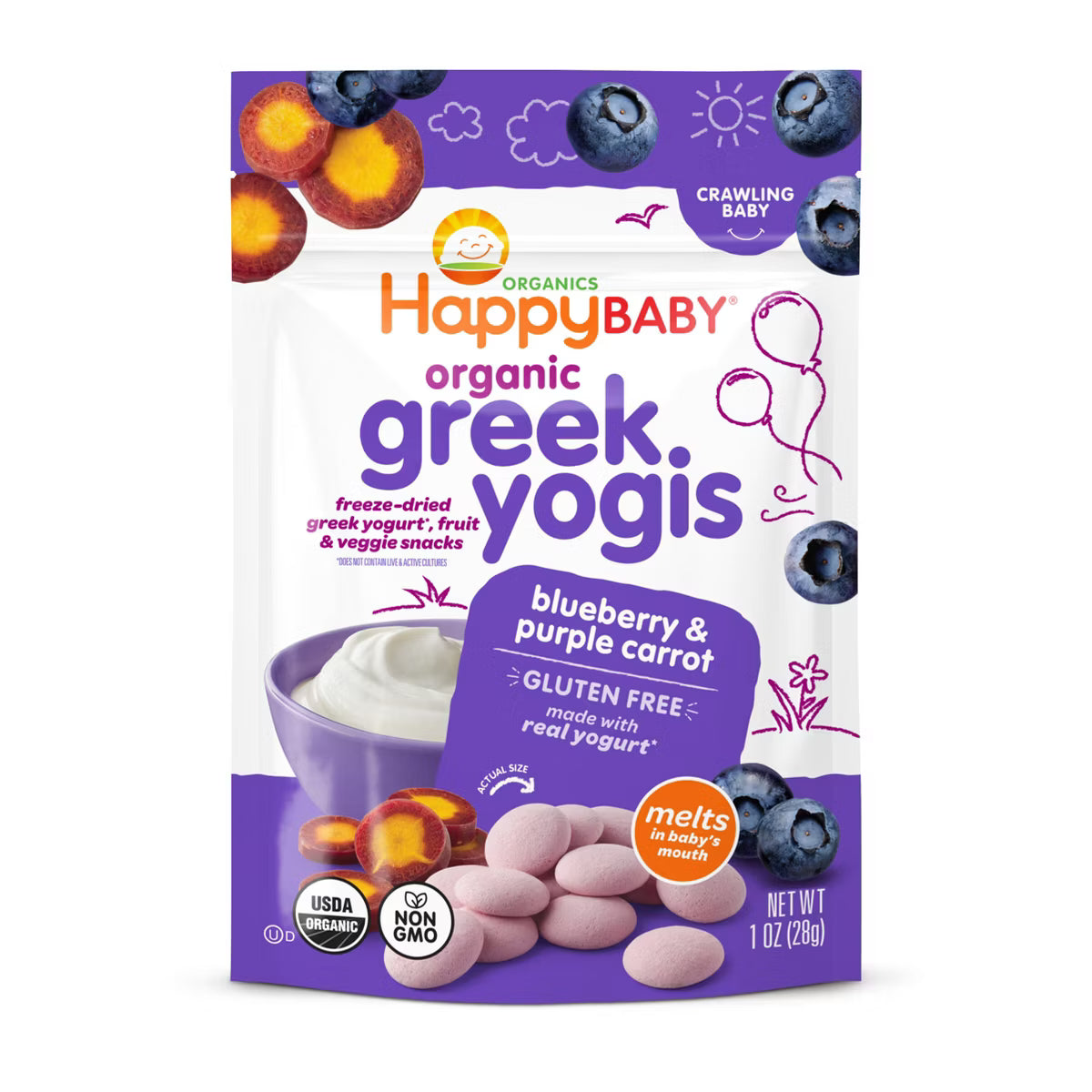 HappyBaby Organic Yogis Baby Snacks - 1oz