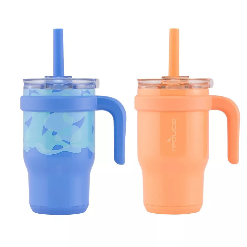 Reduce 14oz 2pk Coldee Kids Mugs with Spill-Proof Straw
