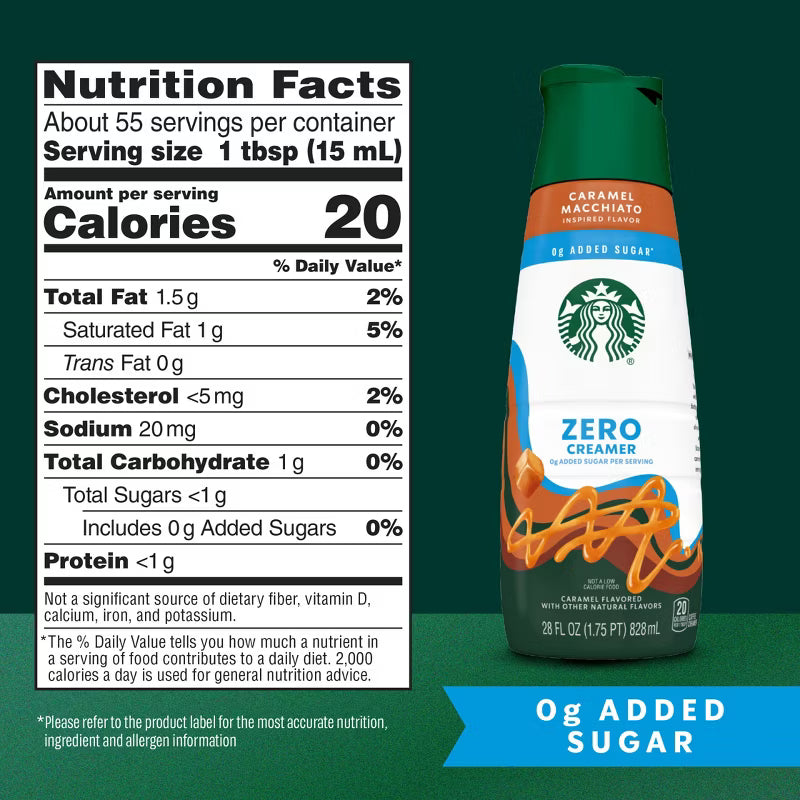 Starbucks Creamer Dairy Zero Sugar Caramel Macchiato Coffee Creamer - 28 fl oz