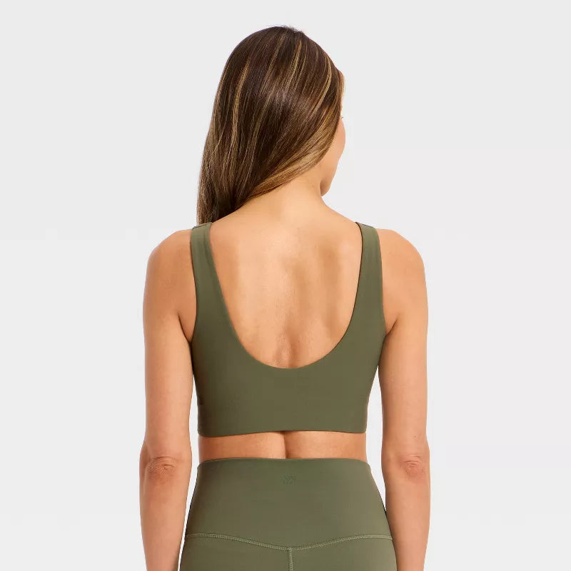 Women's Everyday Soft Medium Support Longline Sports Bra - Dark Moss Green
