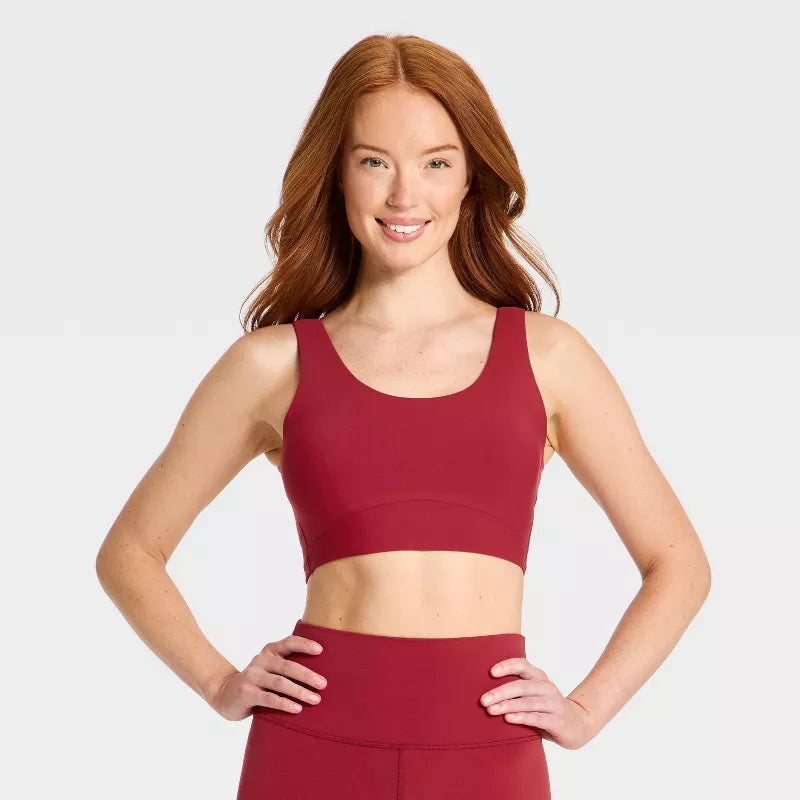 Women's Everyday Soft Medium Support Longline Sports Bra - Dark Red