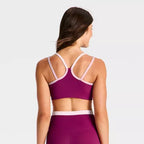 Women's Everyday Soft Colorblock Ribbed Sports Bra - Dark Mauve