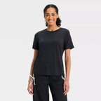 Women's Beyond Ease Crewneck Legging Friendly Short Sleeve T-Shirt - Black
