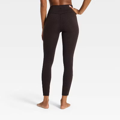 Women's Everyday Soft High-Rise 7/8 Leggings - Brown Gingham