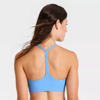 Women's Everyday Soft Light Support Narrow Racerback Sports Bra - Sky Blue