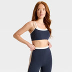 Women's Everyday Soft Colorblock Ribbed Sports Bra - Navy Blue
