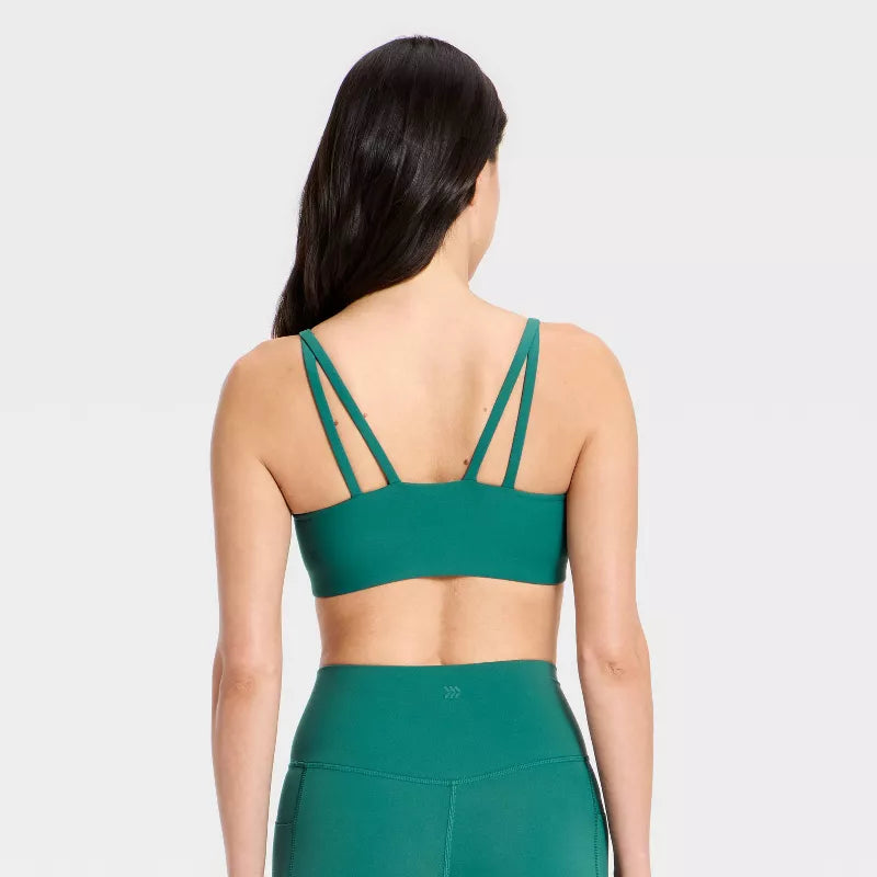 Women's Everyday Soft Light Support Strappy Sports Bra - Forest Green