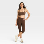Women's Active Below Knee Capri Leggings - Brown