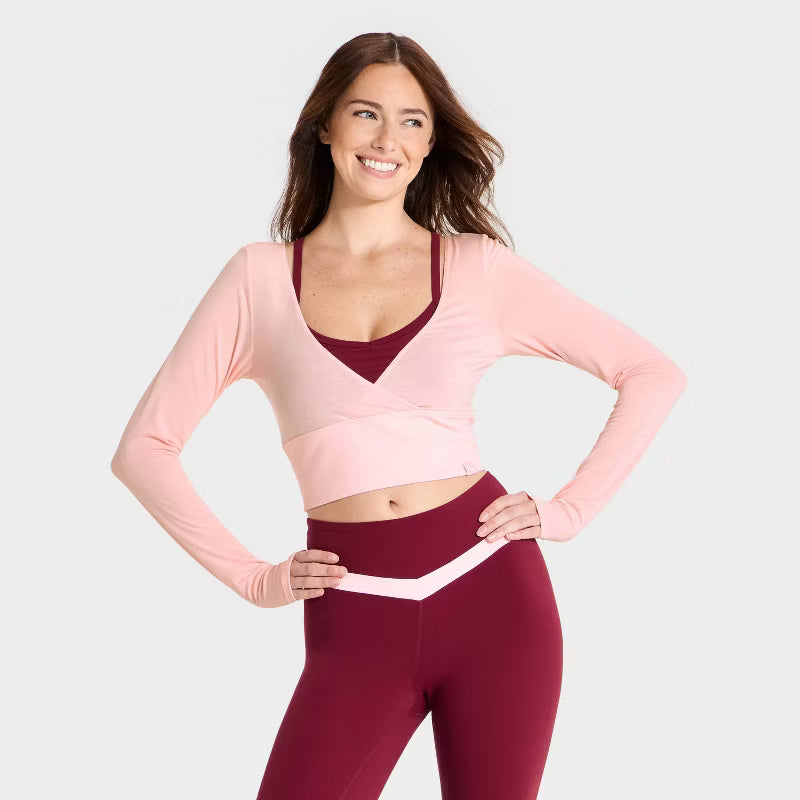 Women's Double Layer Support Active T-Shirt - Rose Pink/Maroon