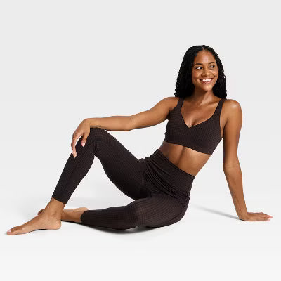 Women's Everyday Soft High-Rise 7/8 Leggings - Brown Gingham