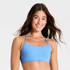 Women's Everyday Soft Light Support Narrow Racerback Sports Bra - Sky Blue