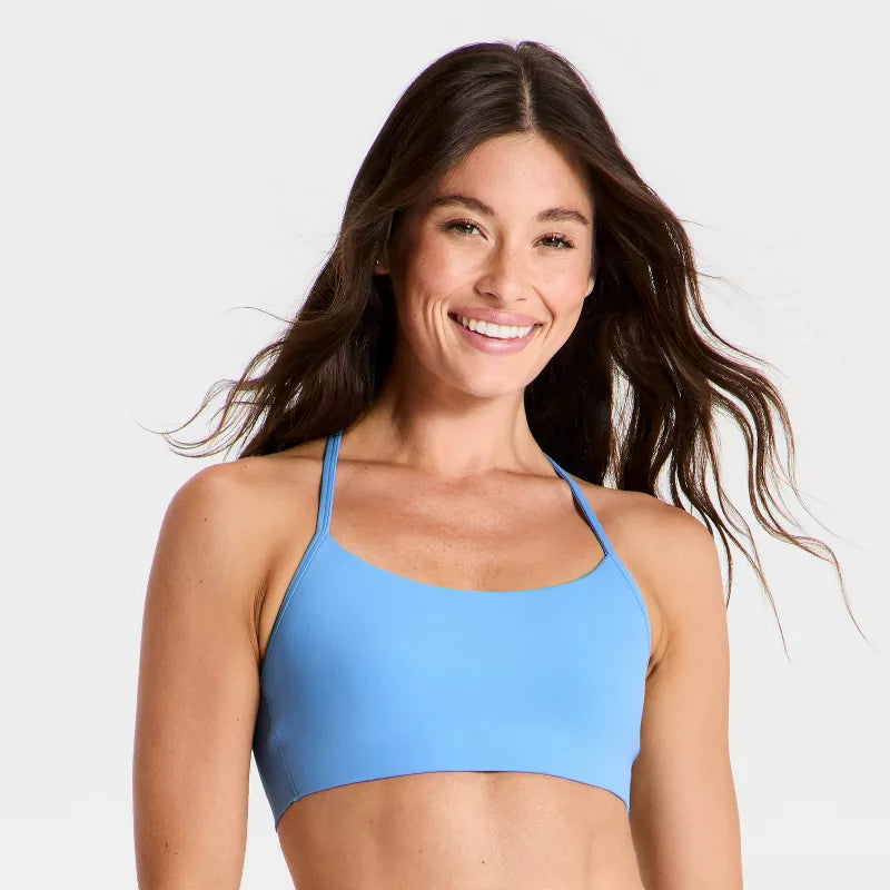 Women's Everyday Soft Light Support Narrow Racerback Sports Bra - Sky Blue