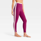 Women's Everyday Soft Ultra High-Rise Ribbed Colorblock 7/8 Leggings - Dark Mauve