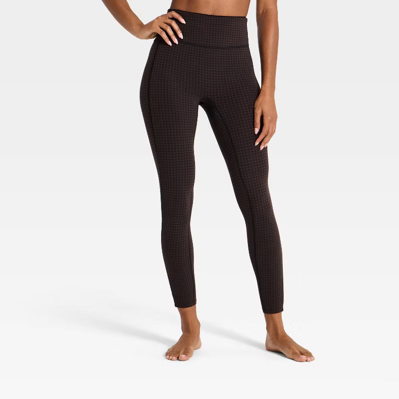 Women's Everyday Soft High-Rise 7/8 Leggings - Brown Gingham