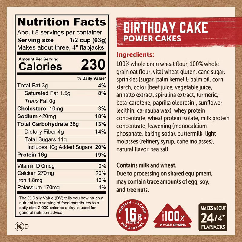 Protein-Packed Power Cakes Birthday Cake Pancake and Waffle Mix - 18oz