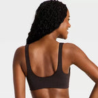 Women's Everyday Soft Light Support Printed Scallop Trim Sports Bra - Dark Brown