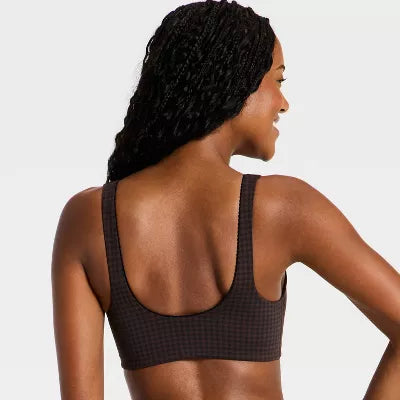Women's Everyday Soft Light Support Printed Scallop Trim Sports Bra - Dark Brown