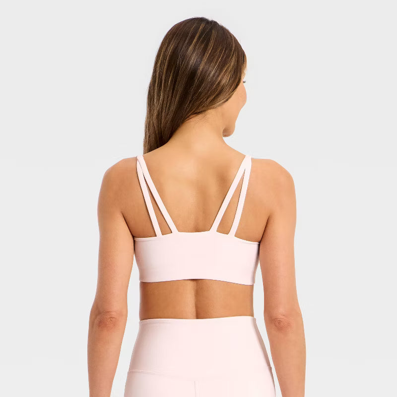 Women's Everyday Soft Light Support Strappy Sports Bra - Light Pink