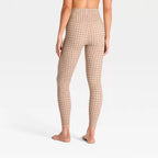 Women's Everyday Soft Ultra High-Rise 7/8 Leggings - Tan Plaid Print
