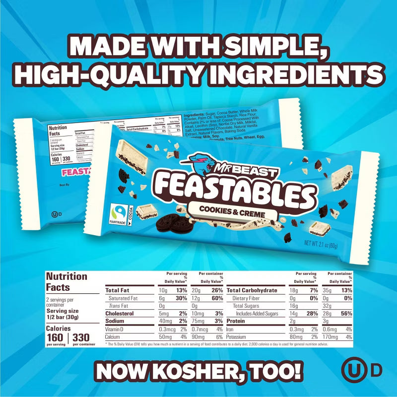 MrBeast Cookies and Cream Candy Bar 60g