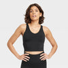 Women's Flex Light Support V Neck Cropped Sports Bra - Black