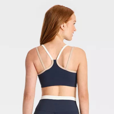 Women's Everyday Soft Colorblock Ribbed Sports Bra - Navy Blue