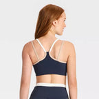Women's Everyday Soft Colorblock Ribbed Sports Bra - Navy Blue