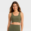 Women's Everyday Soft Medium Support Longline Sports Bra - Dark Moss Green
