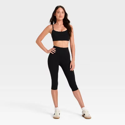 Women's Active Below Knee Capri Leggings - Black