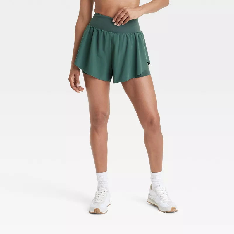 Women's Active Light High-Rise 2-in-1 Flutter Run Shorts 3"