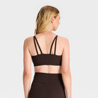 Women's Everyday Soft Light Support Strappy Sports Bra - Dark Brown