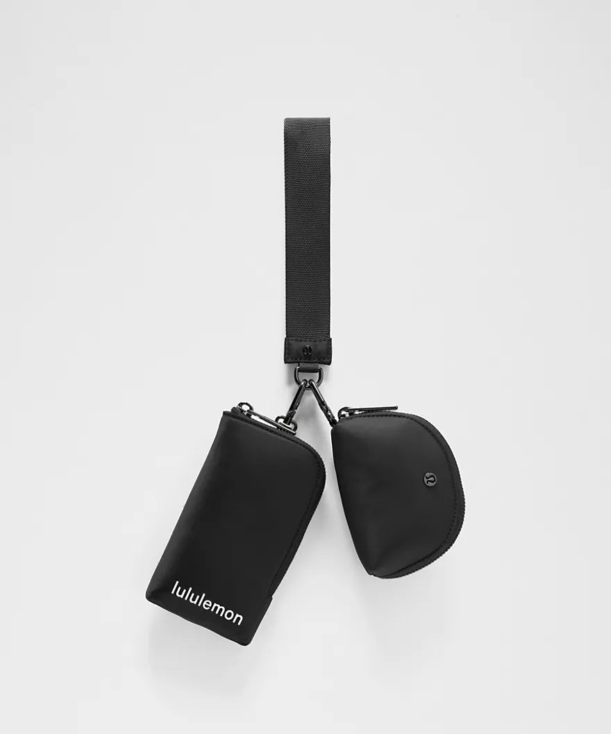 Dual Pouch Wristlet Wallet - Black