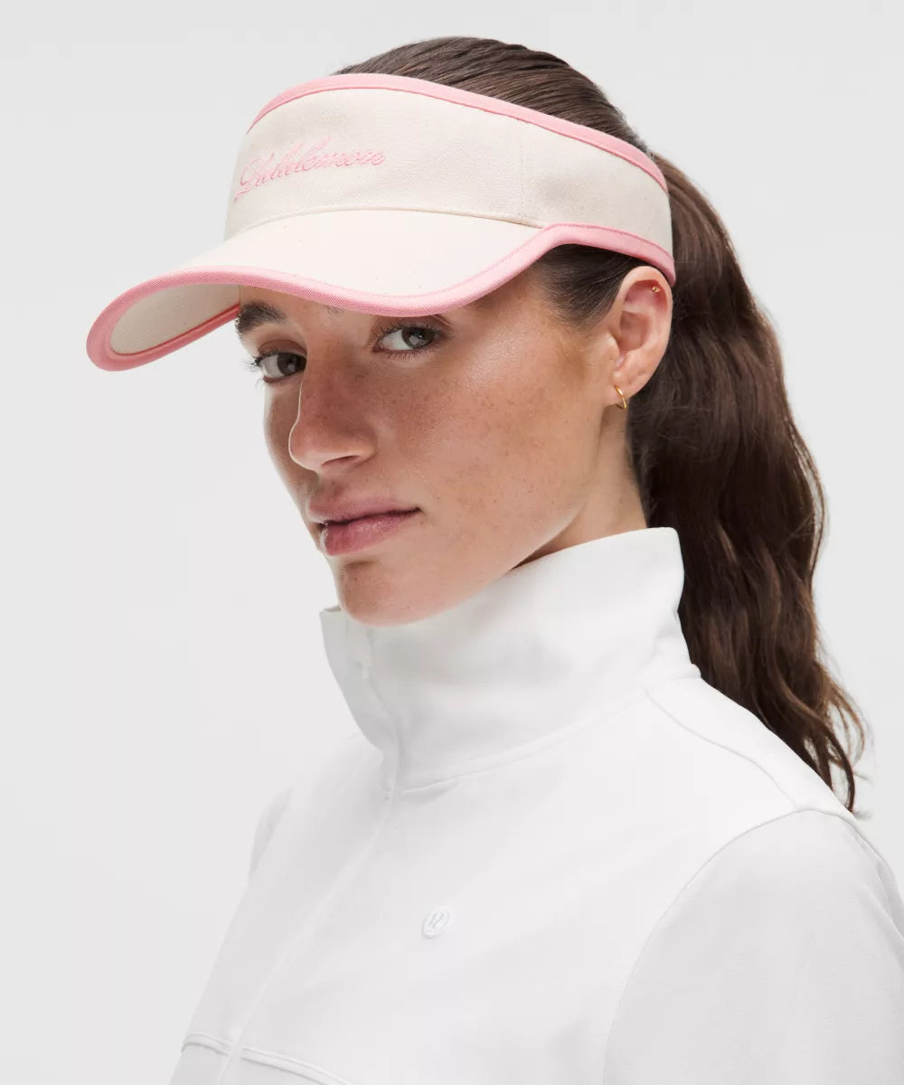 Removable Sweatband Cotton Canvas Visor - Natural/Blush Blend