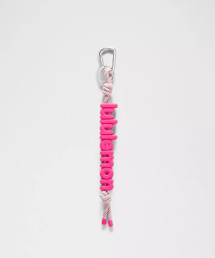 Silicone Wordmark Keychain - Flamingo Fun/Silver