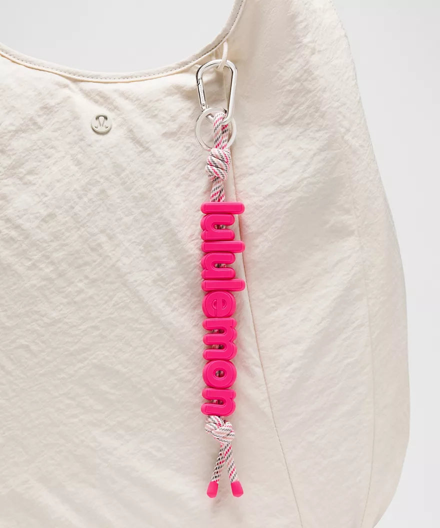 Silicone Wordmark Keychain - Flamingo Fun/Silver