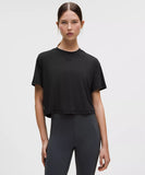 Jersey Training Cropped Short-Sleeve Shirt Flocked - Black