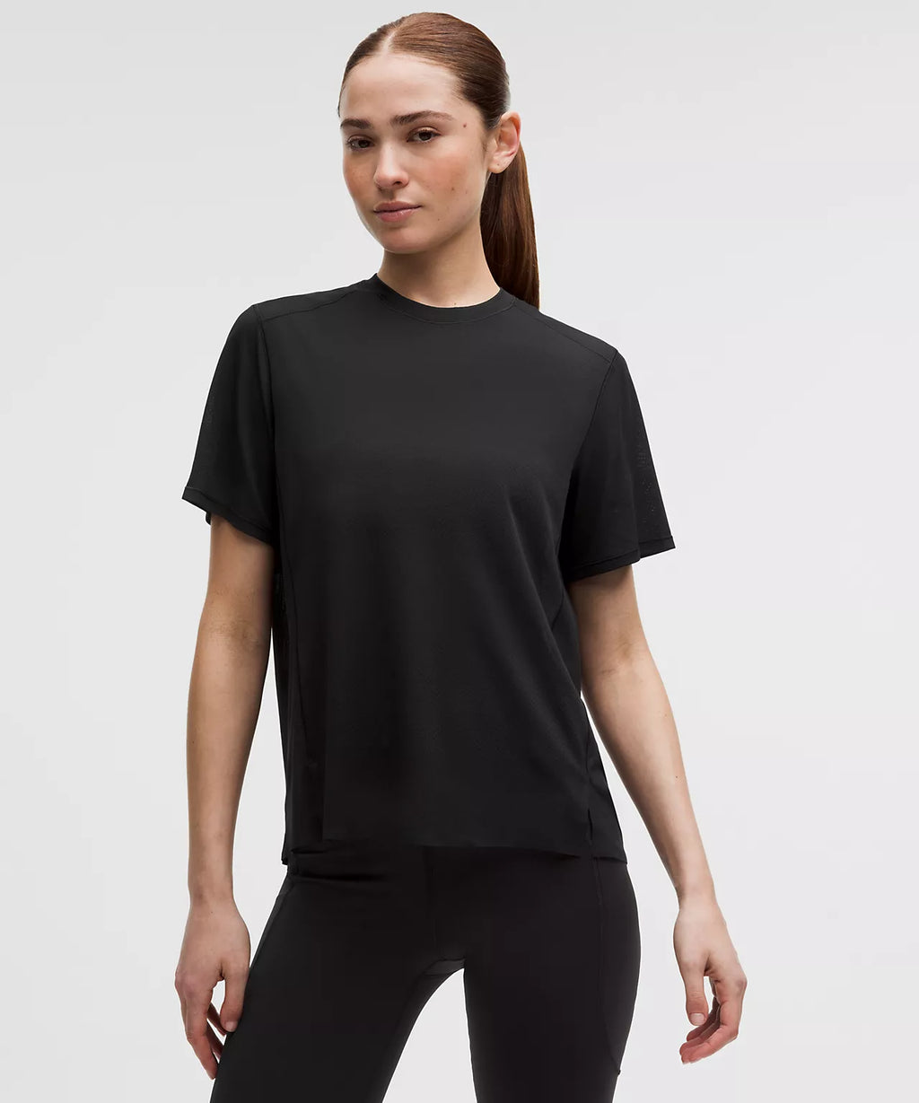 Fast and Free Short-Sleeve Shirt Perforated Stripe - Black / Size S