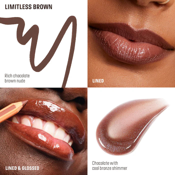 Mini Artist Color Pencil Lip Liner & Full Size Super Boost Lip Gloss Kit - Limitless Brown