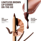 Mini Artist Color Pencil Lip Liner & Full Size Super Boost Lip Gloss Kit - Limitless Brown