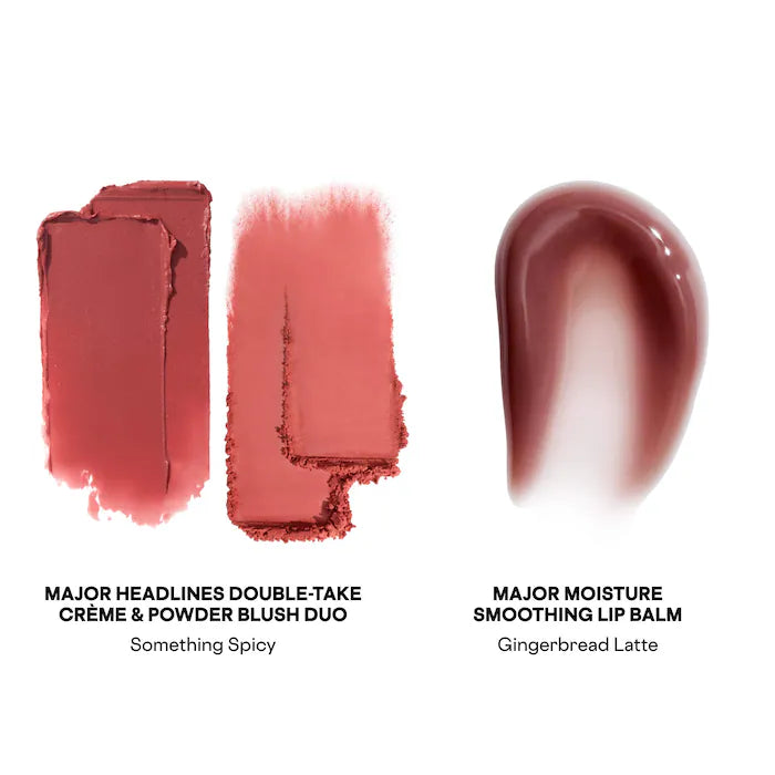 Major Headlines Double-Take Crème & Powder Blush Duo & Lip Balm Makeup Gift Set - Something Spicy