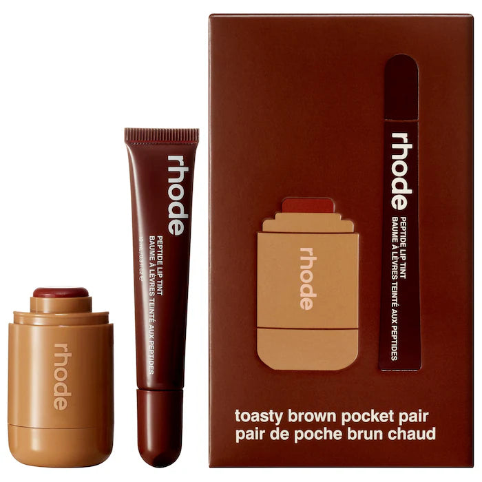 PRE-ORDEN Pocket Pair Limited Edition Lip + Cheek Set - Toasted Teddy + Espresso - A toasty brown pair
